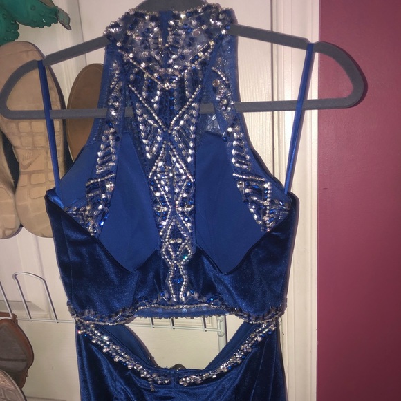 Two Piece Velvet Prom Homecoming Dress - Picture 2 of 4